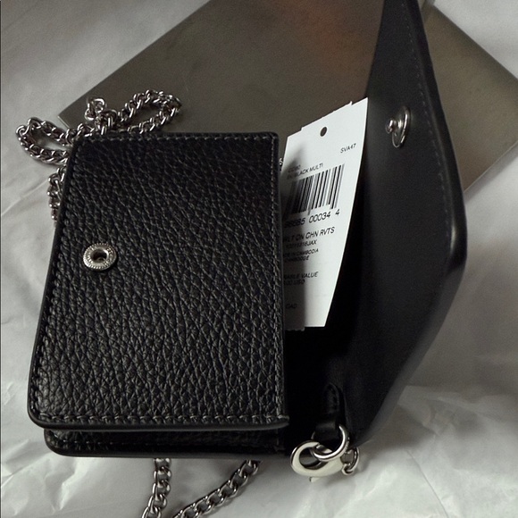 Coach Black Crossbody Cardholder with Gold and Silver Accents - Picture 5 of 11